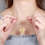 Close-up detail of Necklace with a secret message - I love you showing premium quality craftsmanship