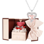 Side angle of personalized necklace MOM Letter Necklace & Rose Bear Gift Set