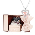 MOM Letter Necklace & Rose Bear Gift Set worn styling photo showing elegant design