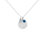 Personalised Sterling Silver Age, Disc and Birthstone Necklace custom engraving detail and material quality