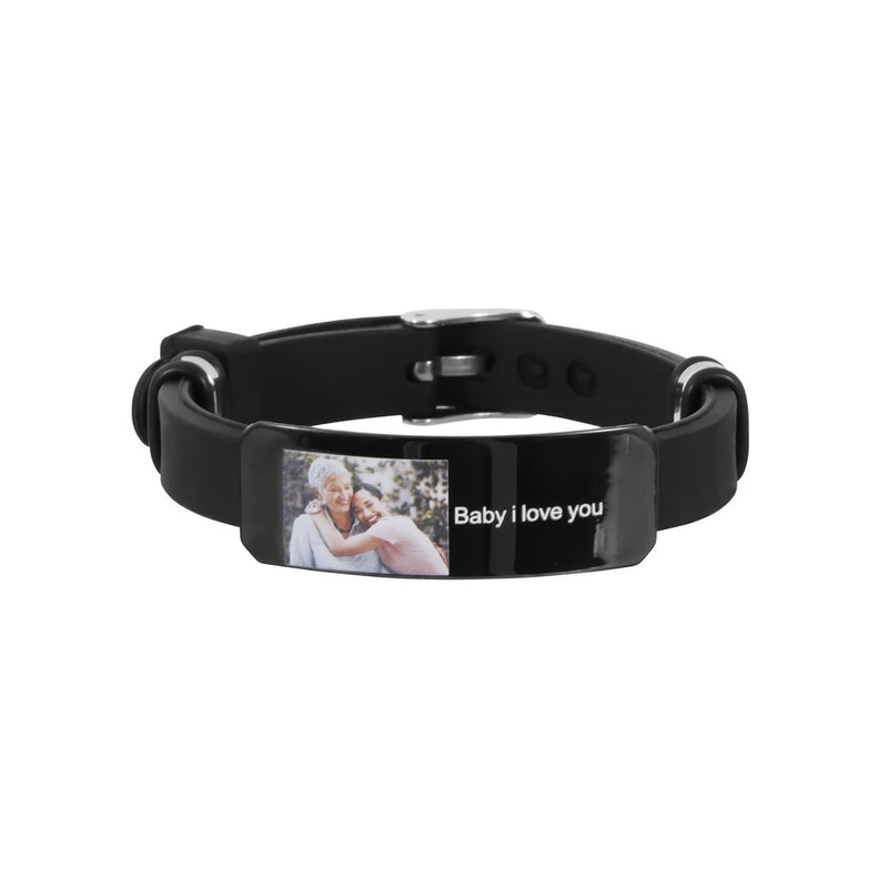 Custom Photo Engraved Bracelet with hidden photo projection front view - Beyond Love
