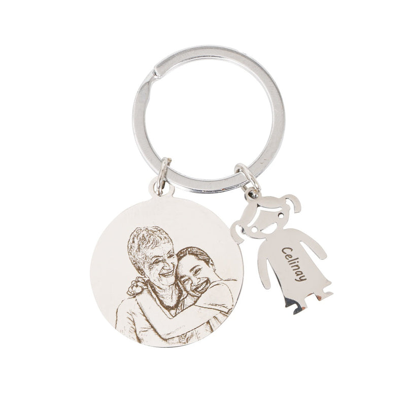 Close-up detail of Kid Charms Keychain Custom Text And Photo showing premium quality craftsmanship