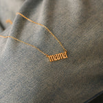 Side angle of personalized necklace Sterling Silver - MAMA Letter Necklace