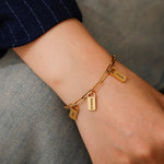 Lifestyle photo of Chain Link Bracelet with Custom Charms as meaningful love gift