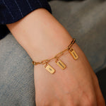 Chain Link Bracelet with Custom Charms custom engraving detail and material quality