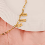 Side angle of personalized bracelet Chain Link Bracelet with Custom Charms