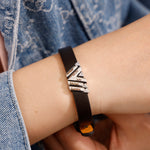 Close-up detail of Mother's Day Gift - Personalized Bracelet With Diamond Beads showing premium quality craftsmanship