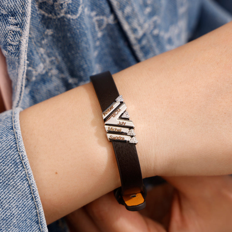 Close-up detail of Mother's Day Gift - Personalized Bracelet With Diamond Beads showing premium quality craftsmanship