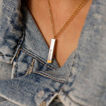 Side angle of personalized necklace Be Kind of a Bi*ch - Hidden Message Necklace
