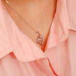 Sterling Silver - MOM Letter Necklace gift-ready packaging with rose box presentation