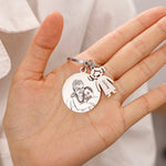Lifestyle photo of Kid Charms Keychain Custom Text And Photo as meaningful love gift
