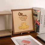 Puzzle sign - Mom, you are the piece that holds us together gift-ready packaging with rose box presentation