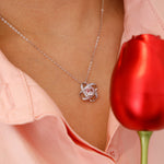 Side angle of personalized necklace Sterling Silver Necklace with a Luxury Rose Box
