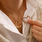 Lifestyle photo of Charming Heart Necklace with Engraved Beads as meaningful love gift