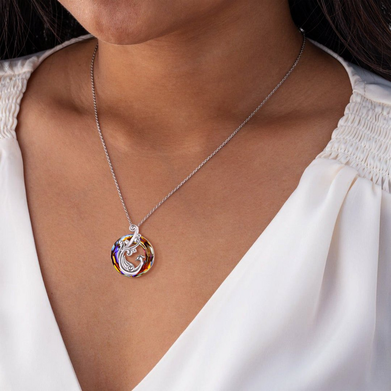 Close-up detail of Crystal necklace - Rebirth & Eternity showing premium quality craftsmanship