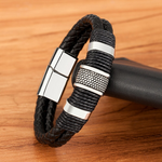 Close-up detail of Luxury leather bracelet - For my loved One showing premium quality craftsmanship