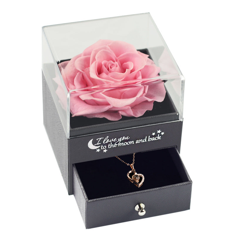 Eternal Flower Jewelry Box Rose Gift Box Necklace Wear Wedding Valentine's Day Gift
