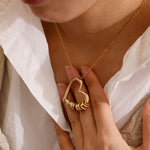 Charming Heart Necklace with Engraved Beads gift-ready packaging with rose box presentation