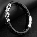 Side angle of personalized bracelet Leather wristband - Forever connected - To my Grandson