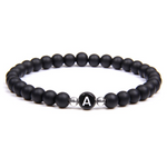 Side angle of personalized bracelet Pearl bracelet with initial