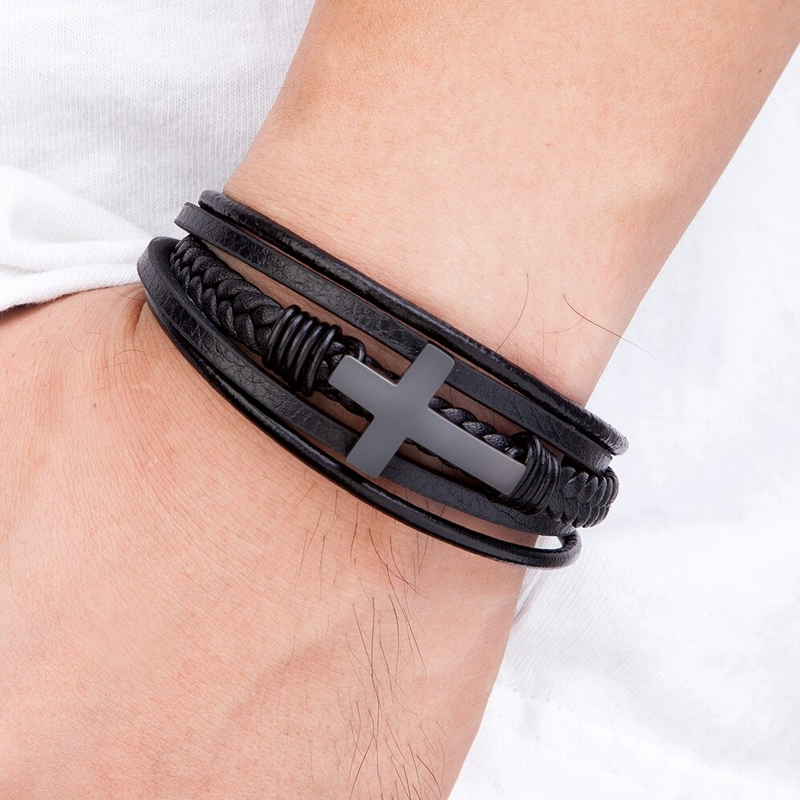 Close-up detail of Cross bracelet - To my loved one showing premium quality craftsmanship