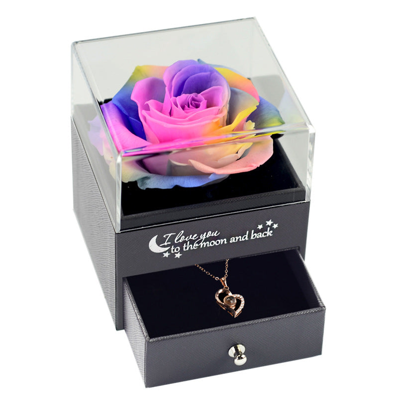 Eternal Flower Jewelry Box Rose Gift Box Necklace Wear Wedding Valentine's Day Gift