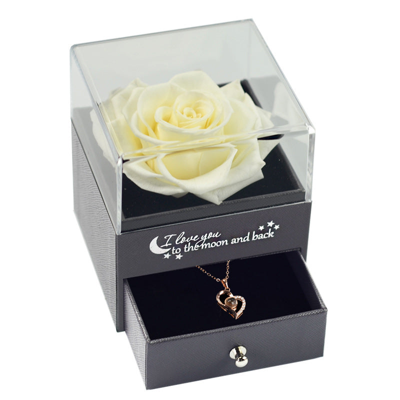 Eternal Flower Jewelry Box Rose Gift Box Necklace Wear Wedding Valentine's Day Gift