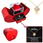 Side angle of personalized necklace Collana in Argento Sterling - Con Rosa Reale - Al mio amore