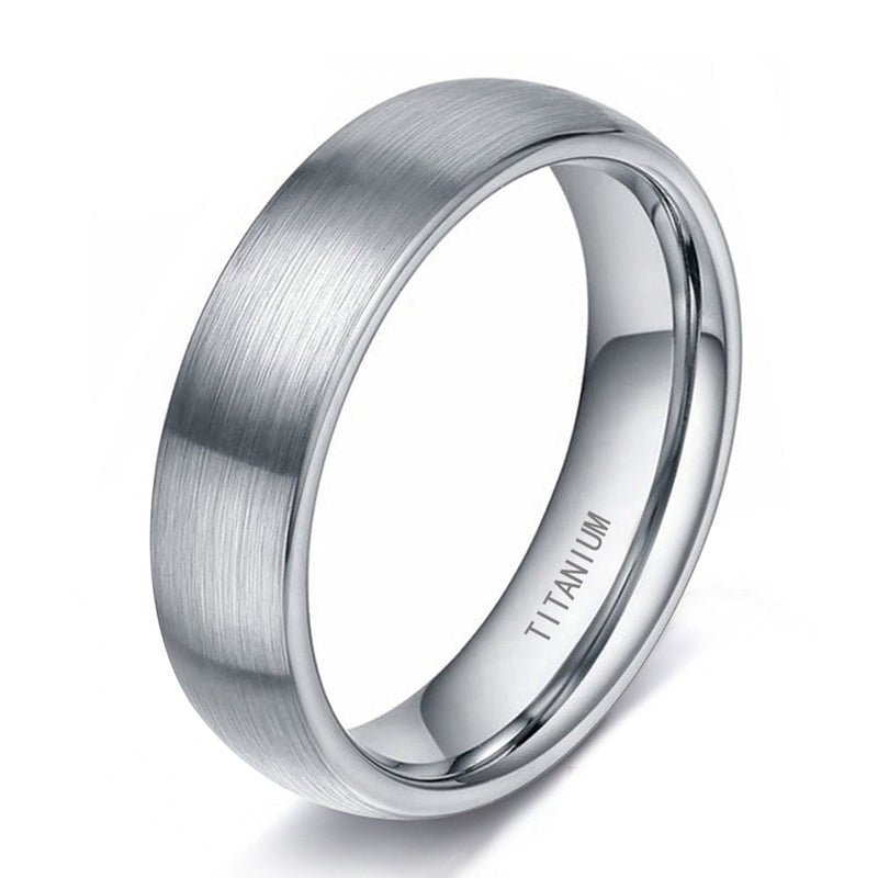 Close-up detail of Titanium ring - brushed showing premium quality craftsmanship