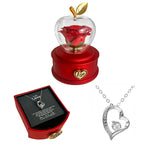 Side angle of personalized necklace 14k White Gold Necklace - With real Rose - To my Love