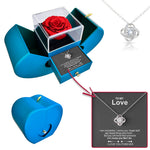 Sterling Silver Necklace - With Real Rose - To My Love with surprise rose gift box front view - Beyond Love