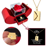 Necklace with a secret message - Real Rose - I love you custom engraving detail and material quality