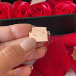 Necklace with a secret message - I love you custom engraving detail and material quality