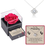 Sterling Silver Necklace with Rose Box - To my Mommy with surprise rose gift box front view - Beyond Love