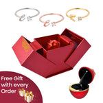 Initial Ring with Luxury Rosebox with Light worn styling photo showing elegant design
