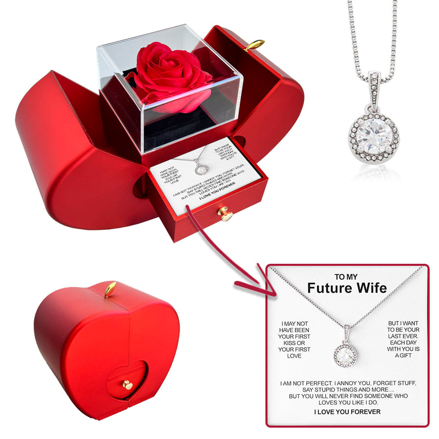 Sterling Silver Necklace - With Real Rose - Future Wife