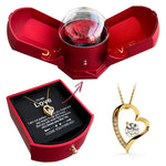 14k White Gold Necklace - With real Rose - To my Love gift-ready packaging with rose box presentation