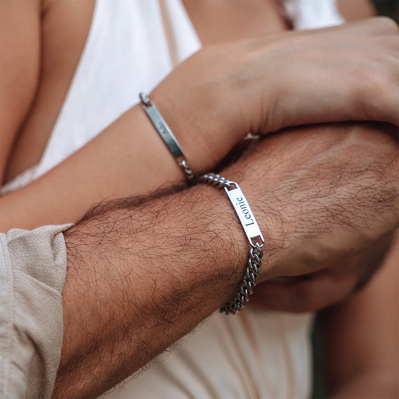 Close-up detail of Beyond Love Permanent Partner-Bracelets with Engraving showing premium quality craftsmanship