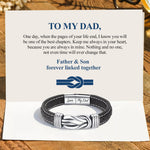 Side angle of personalized bracelet Leather wristband - Forever connected - To my Dad