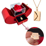Necklace with a secret message - Real Rose - I love you with surprise rose gift box front view - Beyond Love