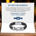 Leather wristband - Forever connected - To my Grandson  front view - Beyond Love