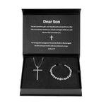 Lifestyle photo of Beyond Love Cross Bracelet & Necklace - To My Son as meaningful love gift