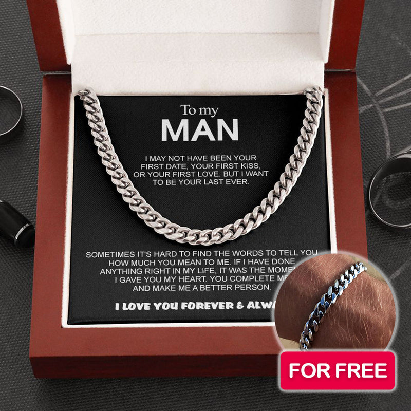 Cuban Chain to my Man + FREE BRACELET  front view - Beyond Love