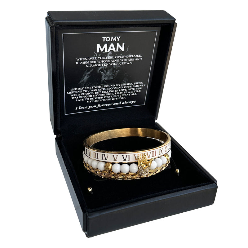 Bracelet Gift Set "To My Man - Straighten Your Crown"  front view - Beyond Love