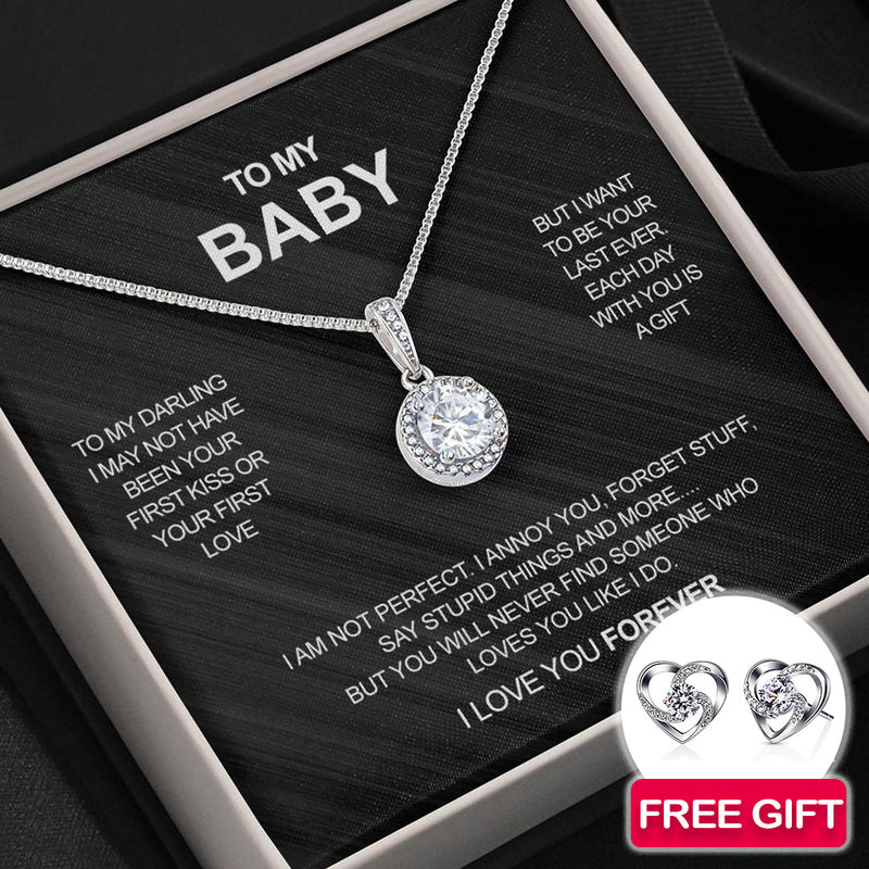 Sterling Silver Necklace - To my Baby - FREE EARRINGS  front view - Beyond Love