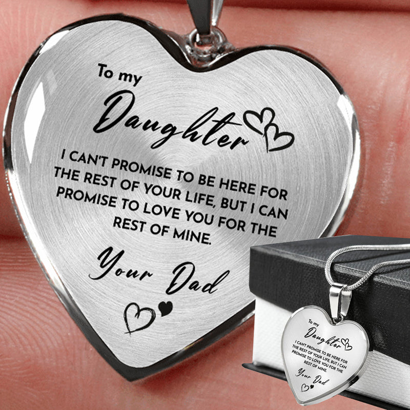 Close-up detail of Heart necklace - To my Daughter from Dad showing premium quality craftsmanship