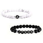 Pearl bracelet with initial with custom engraving front view - Beyond Love