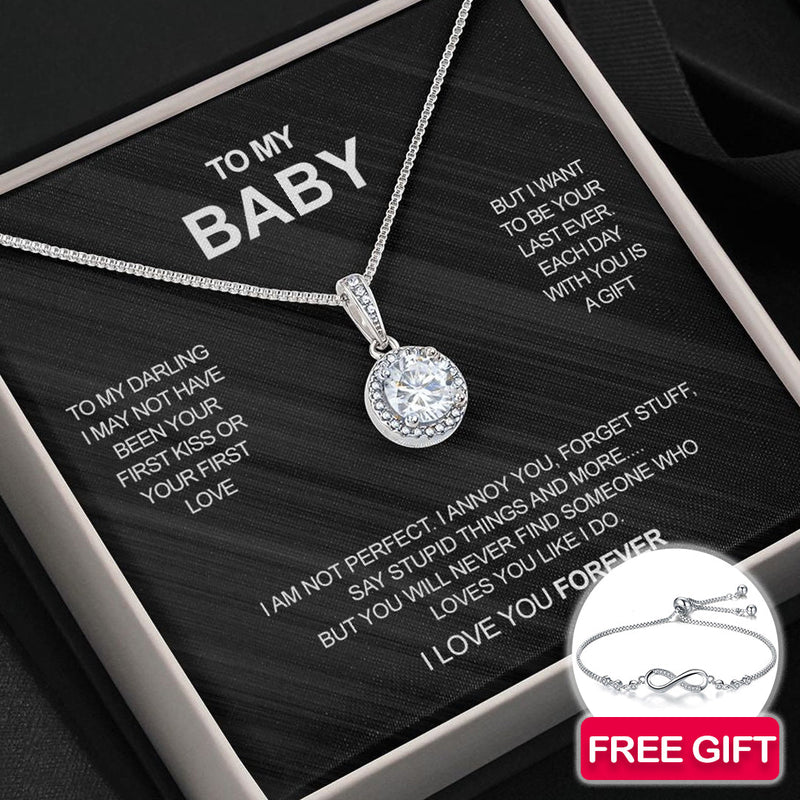 Sterling Silver Necklace - To my Baby - FREE BRACELET  front view - Beyond Love