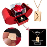 Close-up detail of Necklace with a secret message - Real Rose - I love you showing premium quality craftsmanship