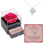 Sterling Silver Necklace with Rose Box - Loving Mother with surprise rose gift box front view - Beyond Love